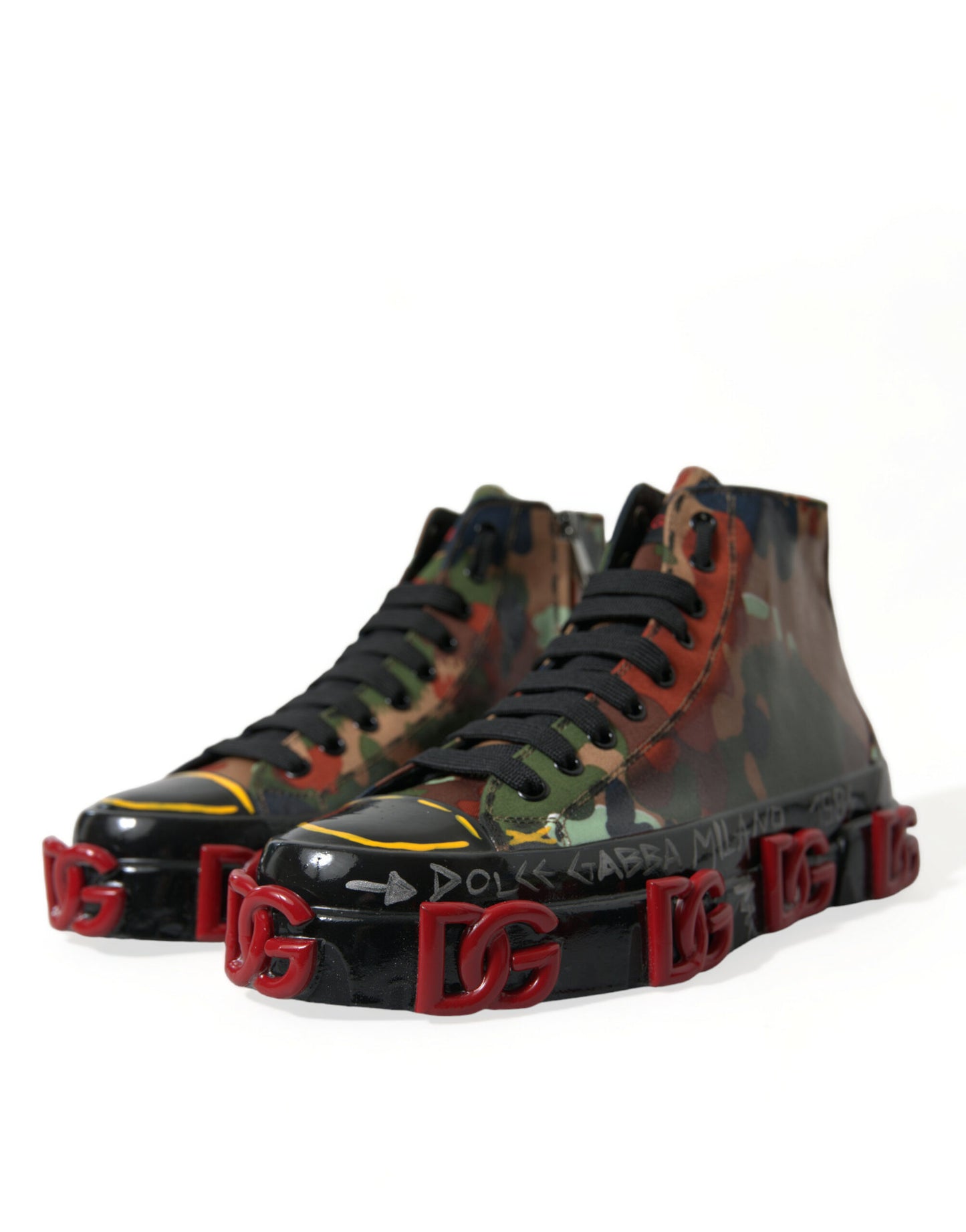 Dolce &amp; Gabbana Multicolor Camouflage High Top Sneakers Schuhe