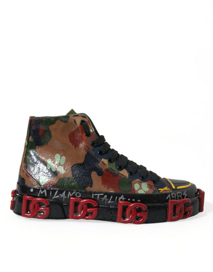 Dolce &amp; Gabbana Multicolor Camouflage High Top Sneakers Schuhe