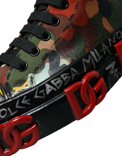 Dolce &amp; Gabbana Multicolor Camouflage High Top Sneakers Schuhe