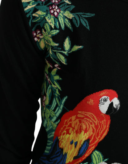 Dolce &amp; Gabbana – Langärmliger Cardigan aus schwarzer Vogelwolle
