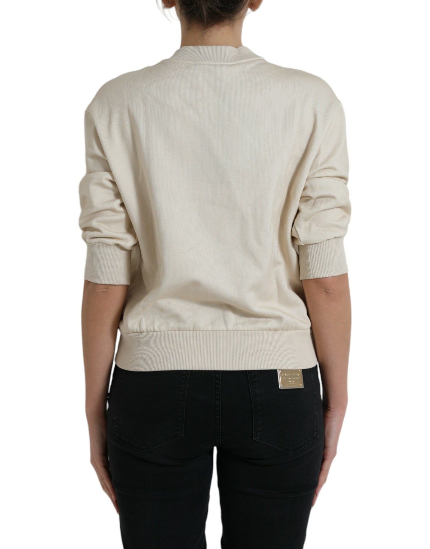 Dolce &amp; Gabbana Beige Pullover aus Baumwolle mit Dschungel-Print