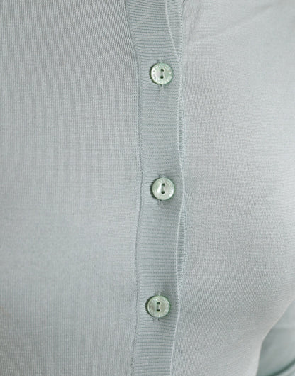 سترة كارديجان من دولتشي آند غابانا باللون الأزرق الفاتح من الحرير بياقة دائرية