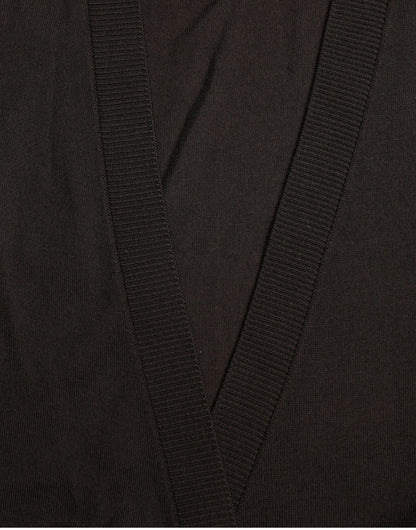 Dolce &amp; Gabbana – Schwarzer Cardigan aus Wolle mit V-Ausschnitt und gekreuztem Saum