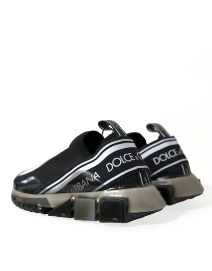 Dolce &amp; Gabbana Schwarz-Weiß Slip-On Sneakers Sorrento Schuhe
