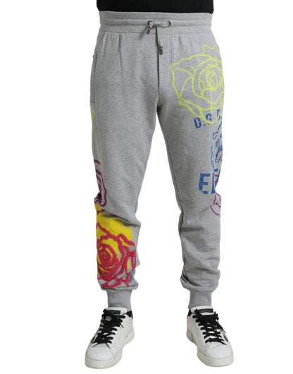 Dolce &amp; Gabbana Jogginghose aus grauer Baumwolle mit Graffiti-Print