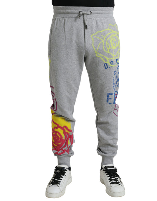 Dolce &amp; Gabbana Jogginghose aus grauer Baumwolle mit Graffiti-Print
