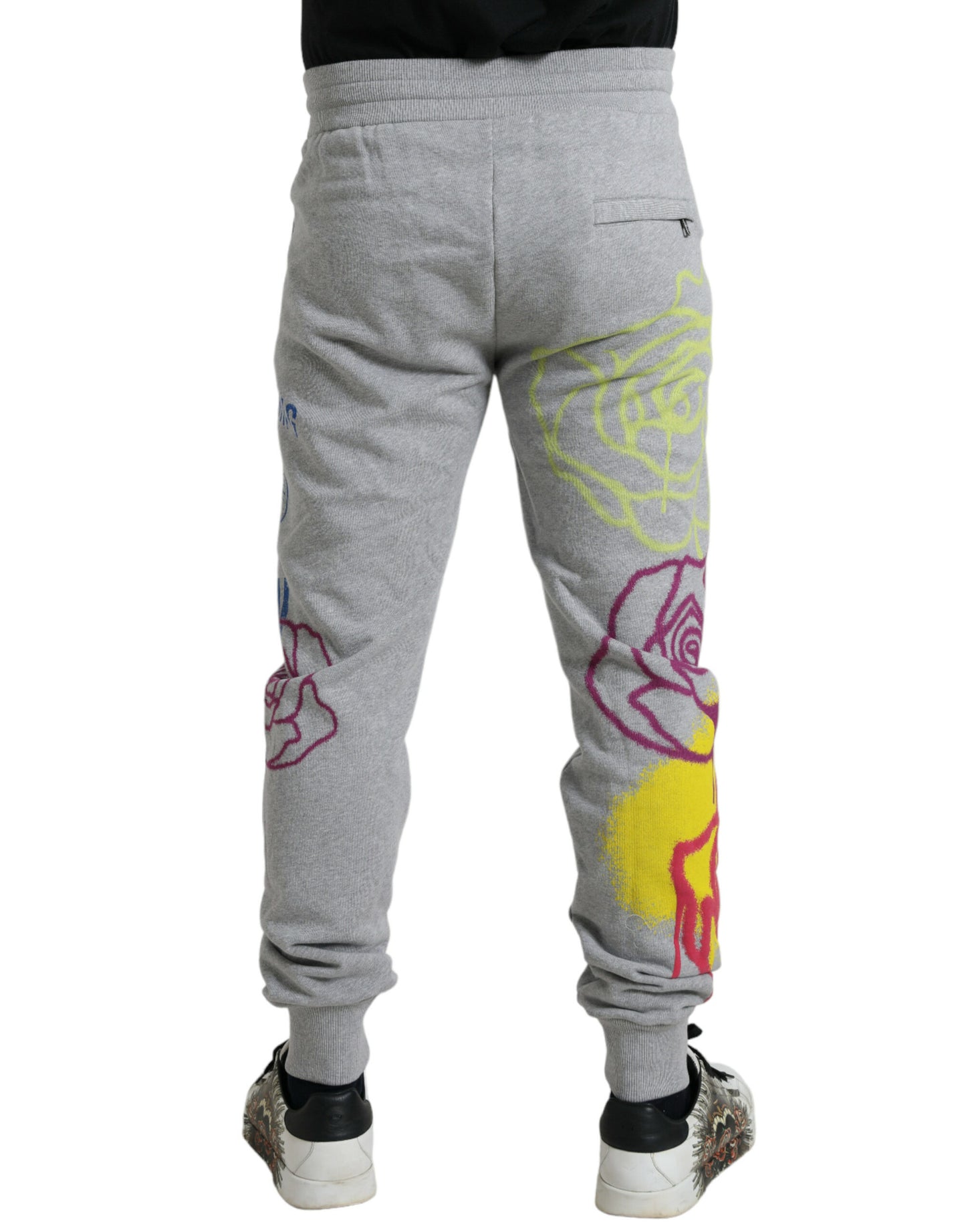 Dolce &amp; Gabbana Jogginghose aus grauer Baumwolle mit Graffiti-Print