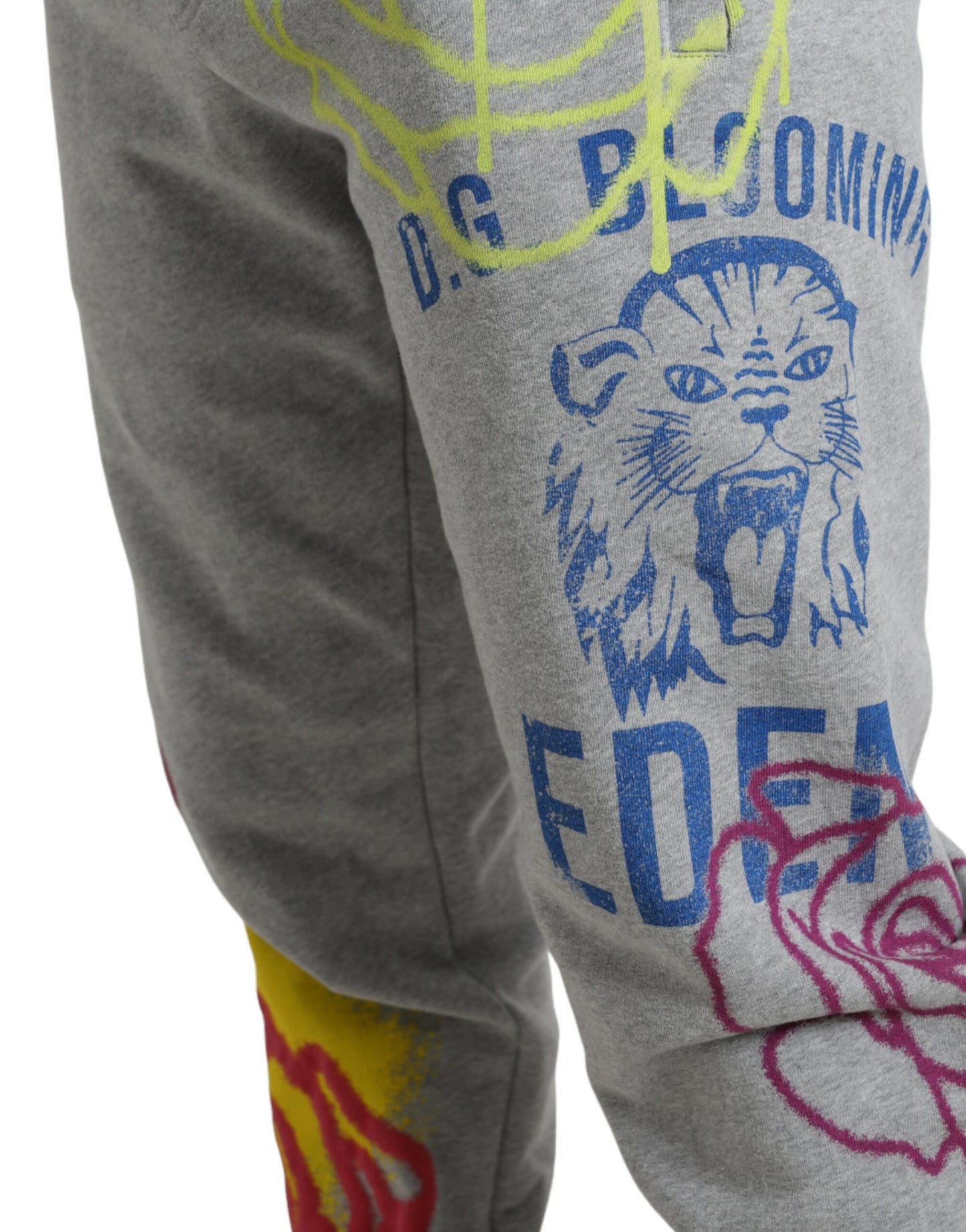 Dolce &amp; Gabbana Jogginghose aus grauer Baumwolle mit Graffiti-Print