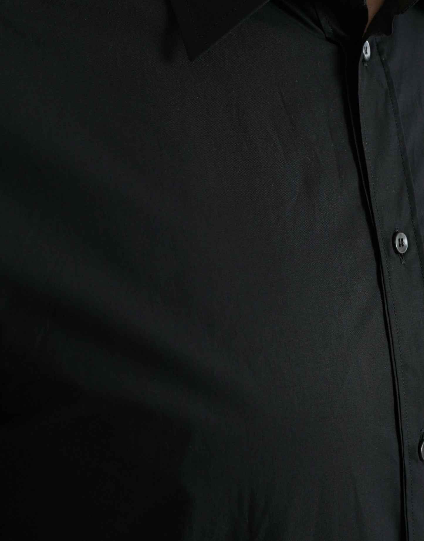 Dolce &amp; Gabbana Schwarzes Herren-Formalhemd aus Baumwolle in Gold