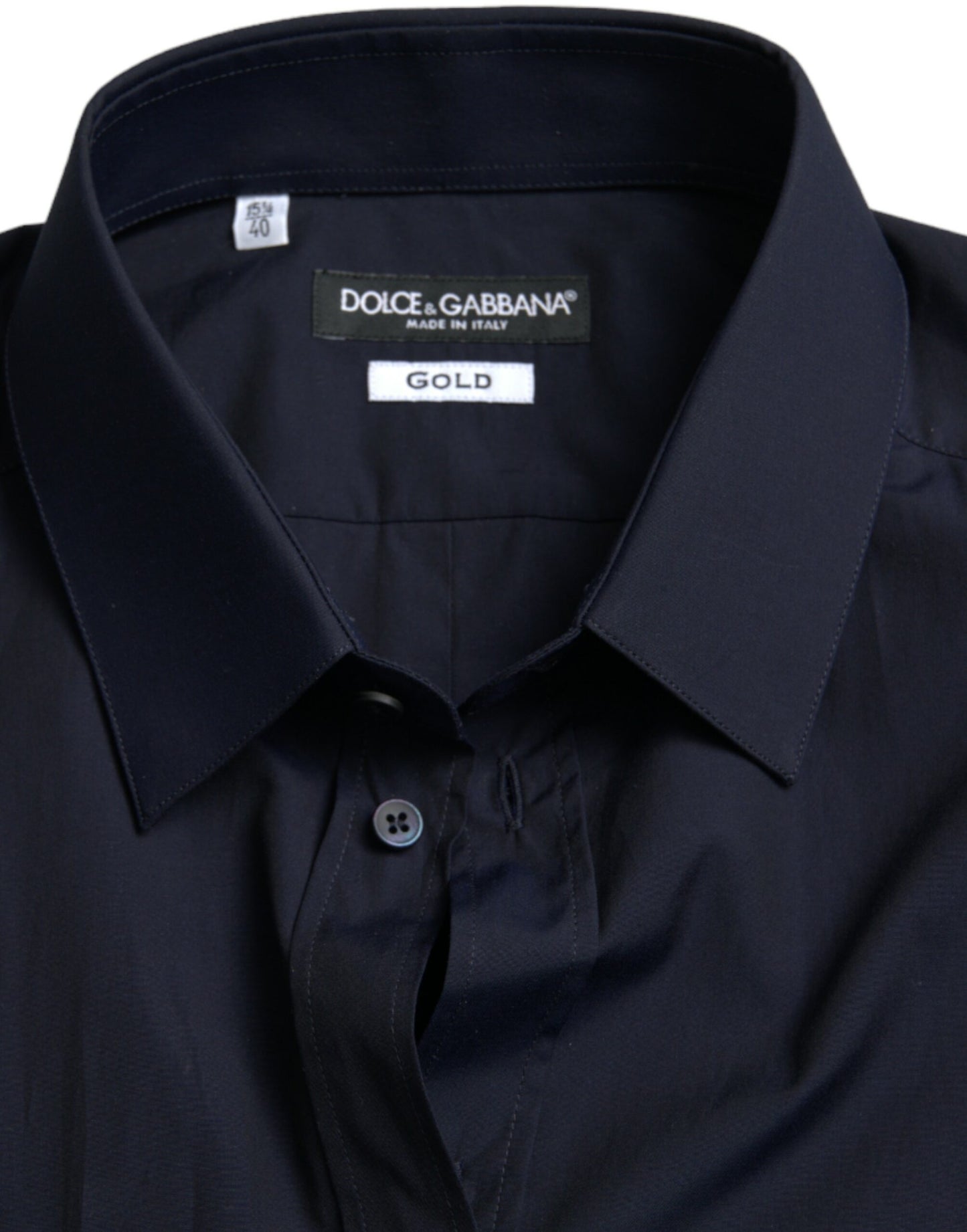 Dolce &amp; Gabbana – Marineblaues, formelles GOLD-Hemd in Slim Fit
