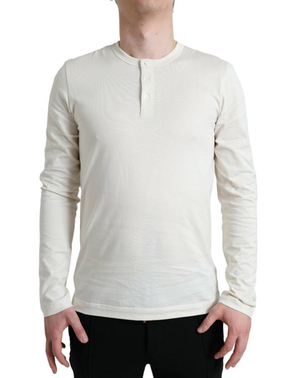 Dolce &amp; Gabbana – Henley-Pullover aus Baumwolle in Off-White