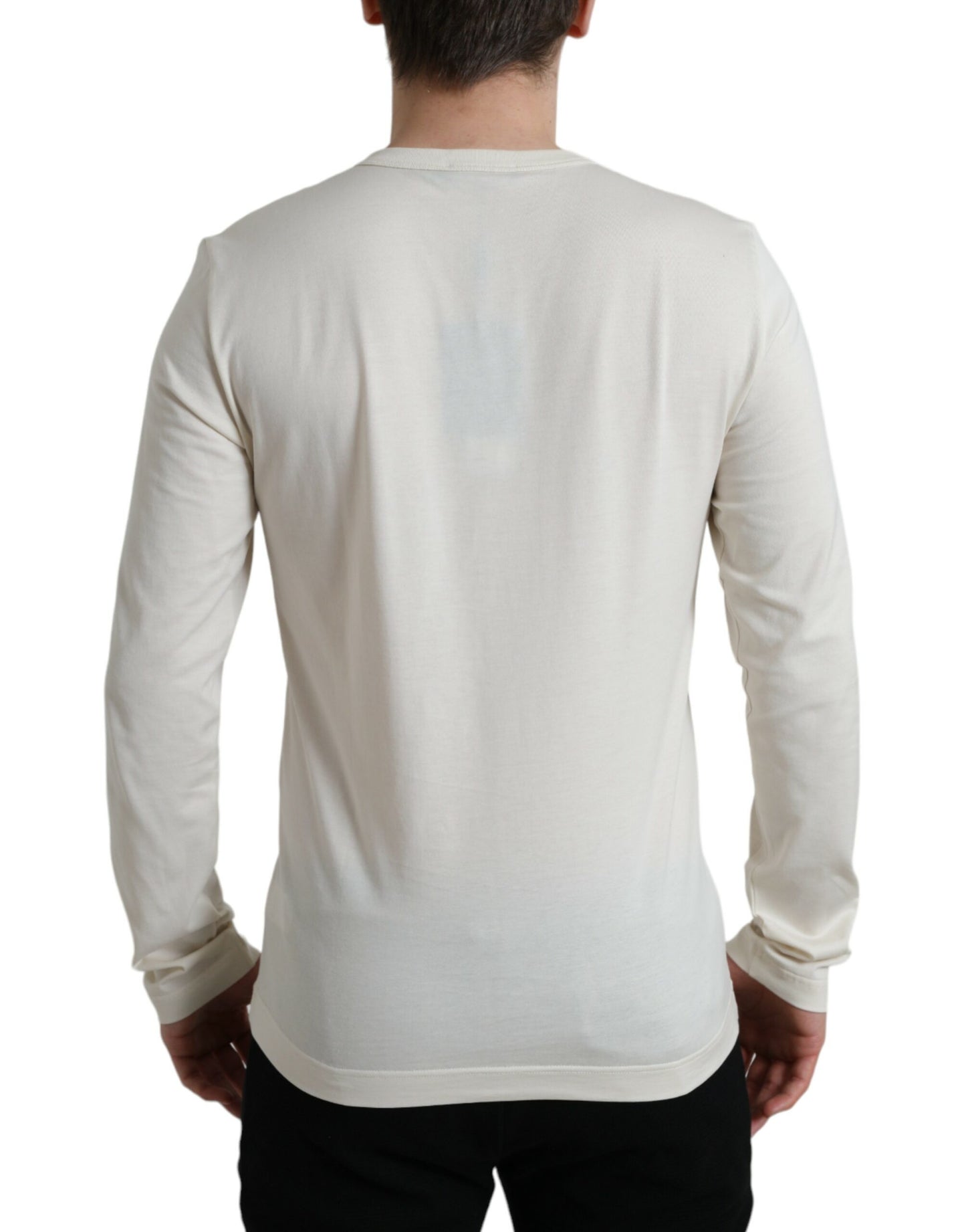 Dolce &amp; Gabbana – Henley-Pullover aus Baumwolle in Off-White
