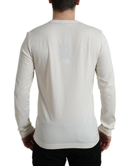Dolce &amp; Gabbana – Henley-Pullover aus Baumwolle in Off-White
