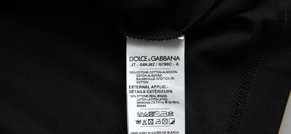 Dolce &amp; Gabbana – Schwarzes, kurzärmliges T-Shirt mit silberner Kette