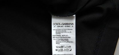 Dolce &amp; Gabbana – Schwarzes, kurzärmliges T-Shirt mit silberner Kette