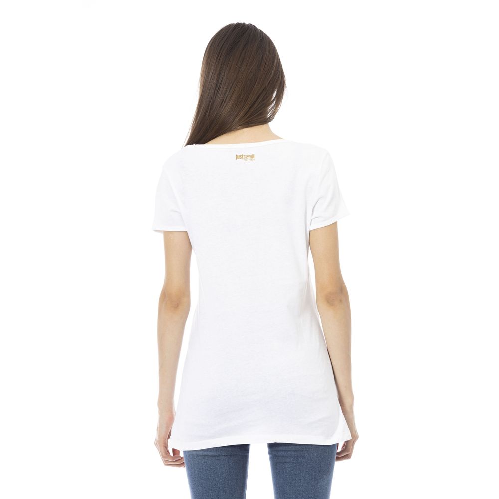 Just Cavalli Weißes Damen-T-Shirt aus Baumwolle