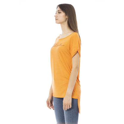 Just Cavalli Orangefarbenes Damen-T-Shirt aus Baumwolle