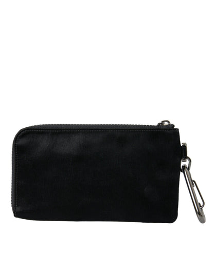 Dolce &amp; Gabbana – Schwarze Clutch mit Schlüsselanhänger und Logo-Plakette aus Nylon