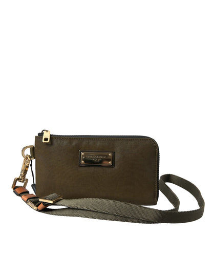 Dolce &amp; Gabbana Dunkelgrünes Nylon-Logo-Multifunktionsset, 2-teiliges Taschenset