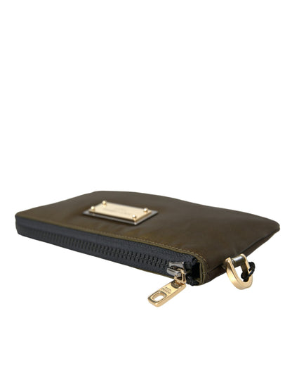 Dolce &amp; Gabbana Dunkelgrünes Nylon-Logo-Multifunktionsset, 2-teiliges Taschenset