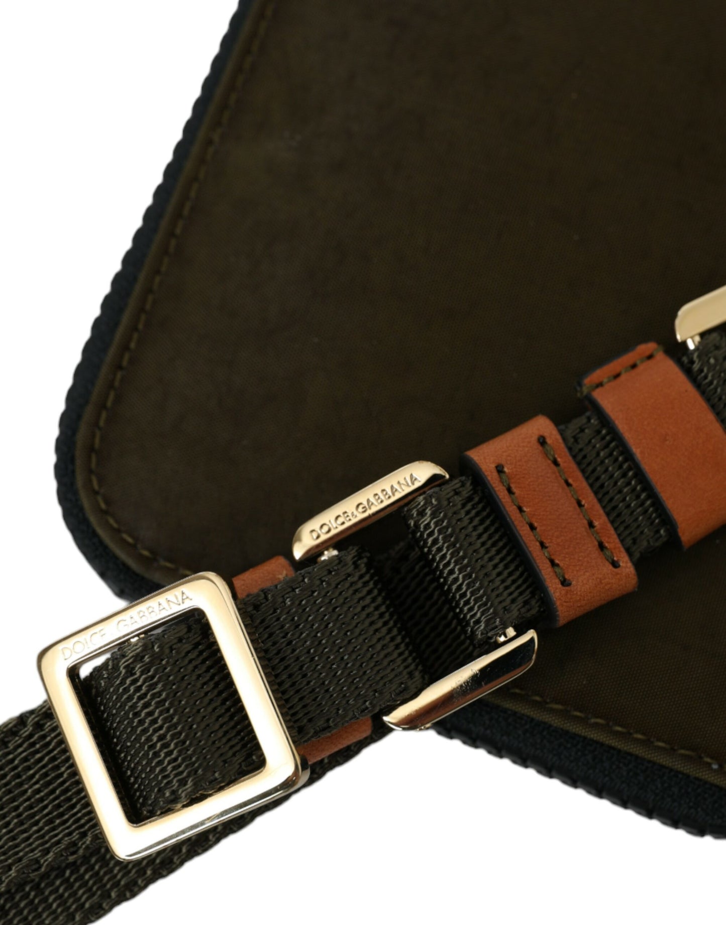 Dolce &amp; Gabbana Dunkelgrünes Nylon-Logo-Multifunktionsset, 2-teiliges Taschenset