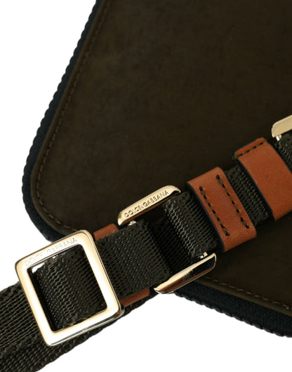 Dolce &amp; Gabbana Dunkelgrünes Nylon-Logo-Multifunktionsset, 2-teiliges Taschenset