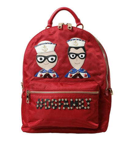 Dolce &amp; Gabbana Roter #DGFAMILY Verzierter Rucksack VULCANO Tasche