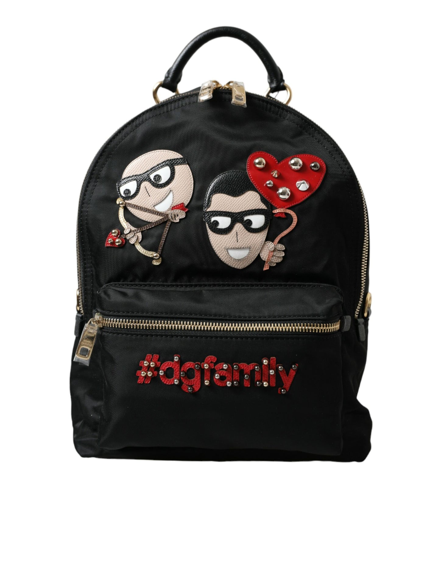 Dolce &amp; Gabbana Schwarzer #DGFAMILY Verzierter Rucksack VULCANO Tasche