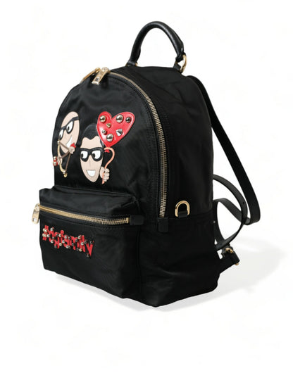 Dolce &amp; Gabbana Schwarzer #DGFAMILY Verzierter Rucksack VULCANO Tasche