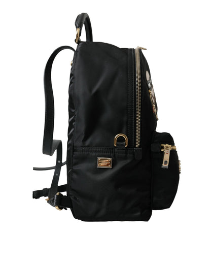 Dolce &amp; Gabbana Schwarzer #DGFAMILY Verzierter Rucksack VULCANO Tasche