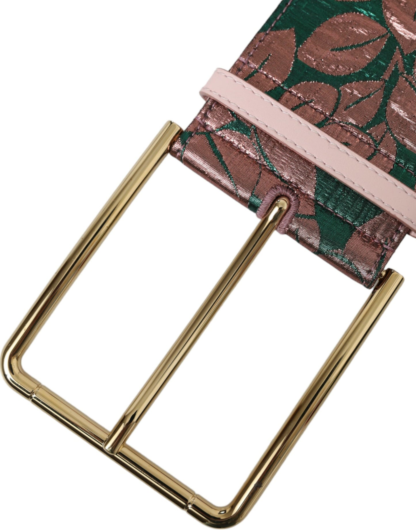 Dolce &amp; Gabbana – Mehrfarbiger Jacquard-Gürtel mit Lurex-Schnalle und Blumenmuster in Gold