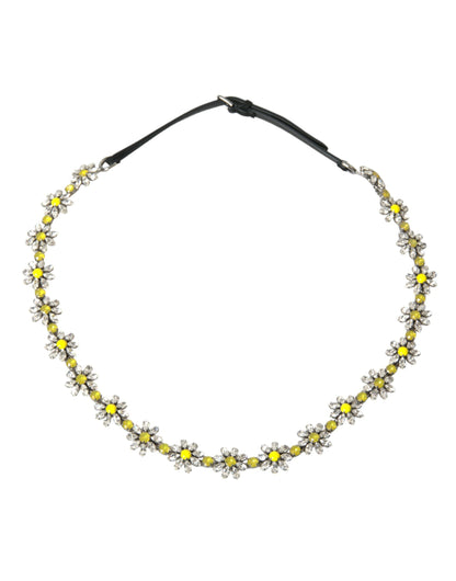 Dolce &amp; Gabbana – Schwarzer Dauphine-Hüftgürtel mit Gänseblümchen-Kristallen