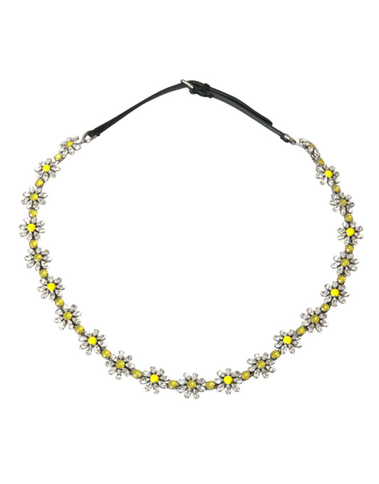 Dolce &amp; Gabbana – Schwarzer Dauphine-Hüftgürtel mit Gänseblümchen-Kristallen