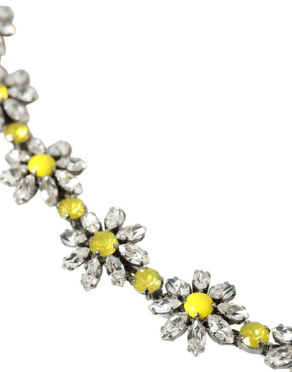 Dolce &amp; Gabbana – Schwarzer Dauphine-Hüftgürtel mit Gänseblümchen-Kristallen