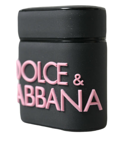 Dolce &amp; Gabbana – Airpods-Hülle aus Silikon mit geprägtem Logo in Schwarz und Rosa