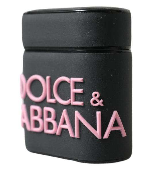 Dolce &amp; Gabbana – Airpods-Hülle aus Silikon mit geprägtem Logo in Schwarz und Rosa