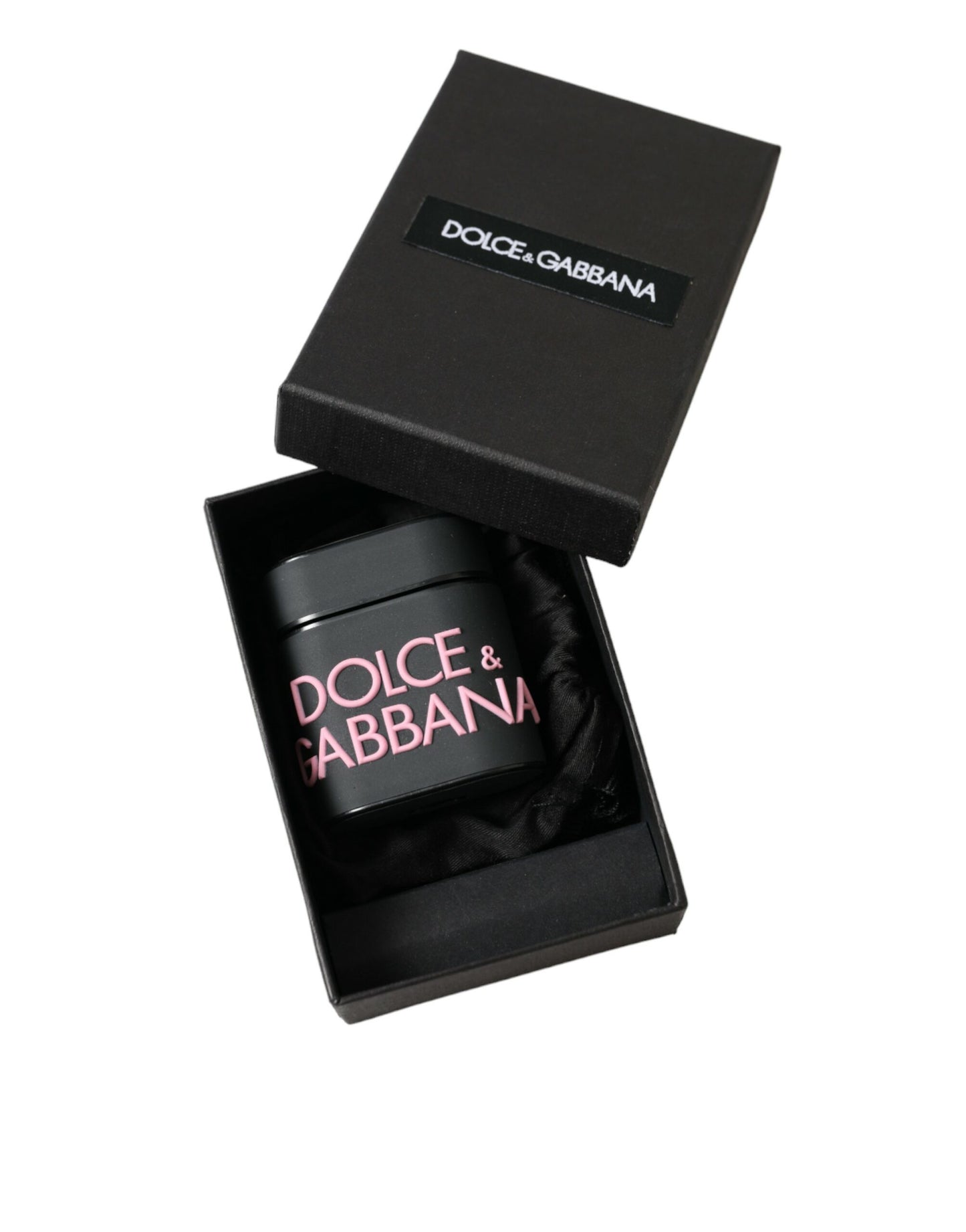 Dolce &amp; Gabbana – Airpods-Hülle aus Silikon mit geprägtem Logo in Schwarz und Rosa