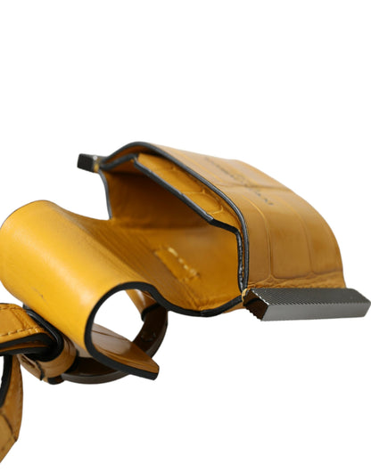 Dolce &amp; Gabbana – Schlüsselanhänger mit Logo-Print aus gelbem Krokodilleder