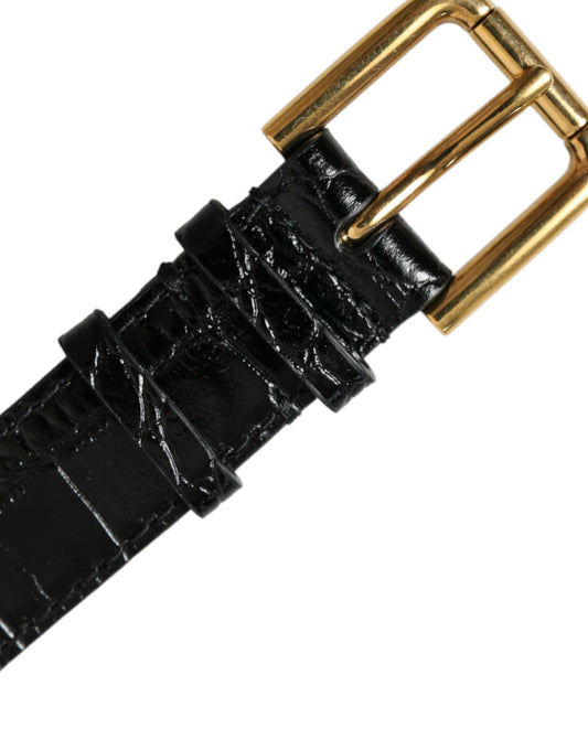 Dolce & Gabbana Armband aus strukturiertem Leder in Schwarz mit goldfarbener Metallschnalle