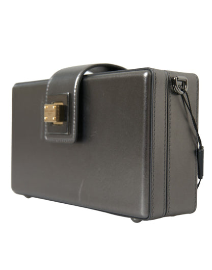 Dolce &amp; Gabbana DG BOX Umhängetasche aus Kalbsleder in Metallic-Grau