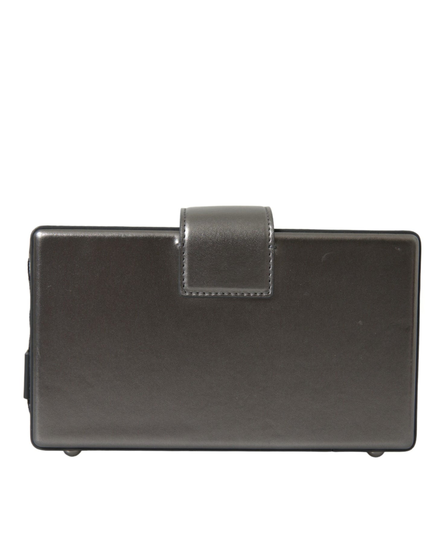 Dolce &amp; Gabbana DG BOX Umhängetasche aus Kalbsleder in Metallic-Grau