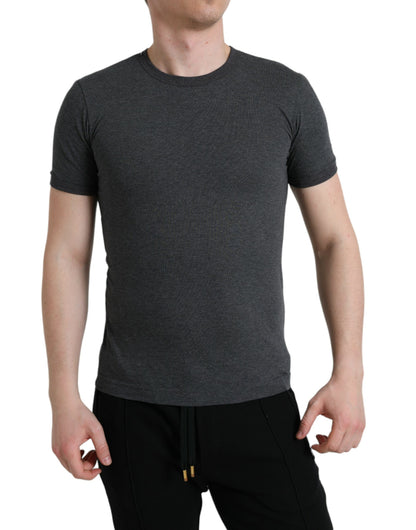 Dolce & Gabbana Dark Gray Cotton Crew Neck T-shirt