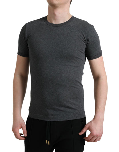 Dolce & Gabbana Dark Gray Cotton Crew Neck T-shirt