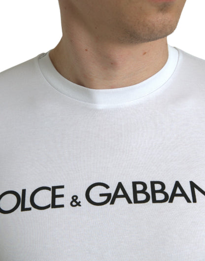 Dolce &amp; Gabbana – Weißes Baumwoll-T-Shirt mit Rundhalsausschnitt und Logo-Print