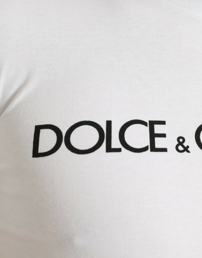 Dolce &amp; Gabbana – Weißes Baumwoll-T-Shirt mit Rundhalsausschnitt und Logo-Print