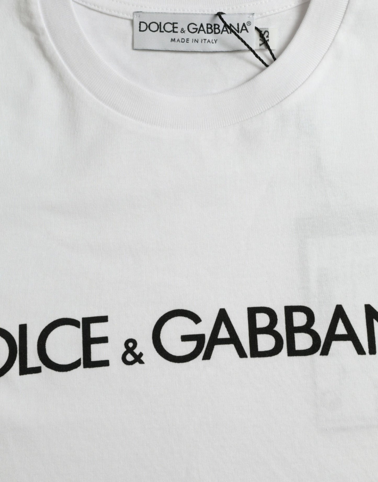 Dolce &amp; Gabbana – Weißes Baumwoll-T-Shirt mit Rundhalsausschnitt und Logo-Print