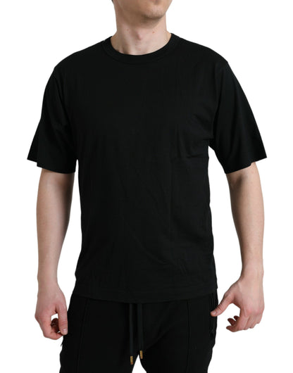 Dolce & Gabbana Black Logo Embossed Crew Neck Short Sleeves T-shirt