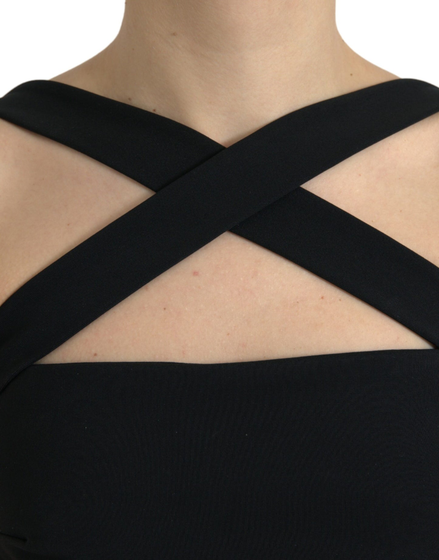 Dolce &amp; Gabbana – Schwarzes, ärmelloses Midikleid mit Neckholder