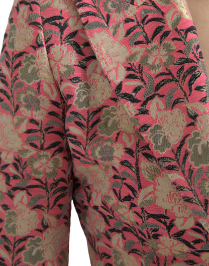 Dolce &amp; Gabbana – Zweiteiliger Slim-Fit-Anzug aus rosa Jacquard mit Blumenmuster