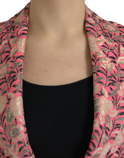 Dolce &amp; Gabbana – Zweiteiliger Slim-Fit-Anzug aus rosa Jacquard mit Blumenmuster